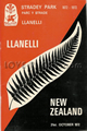 Llanelli v New Zealand 1972 rugby  Programme